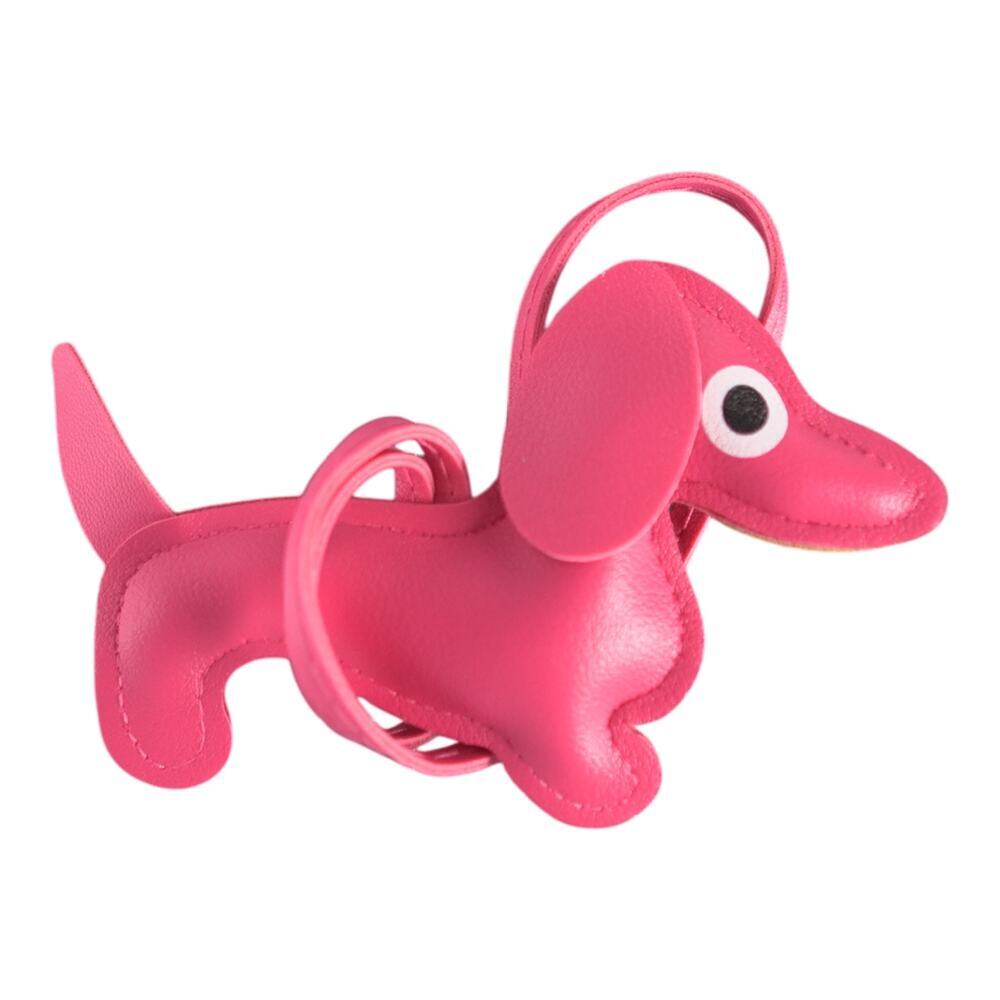 Dachshund Bag Charm Keychain Faux Leather Dog Mom Y2K Cottagecore Fuchsia NWOT - Picture 3 of 10